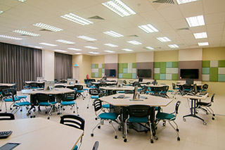 Modern case study rooms among new learning facilities at the campus.