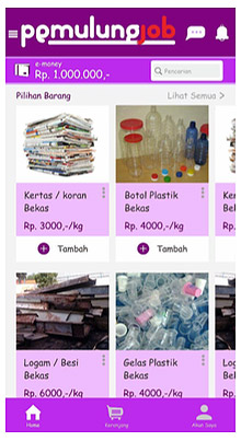 A mock-up of the trash management mobile application by Fajri Zulia Ramdhani