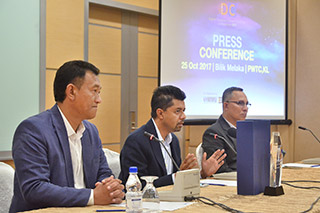Prof. Datuk Dr. Ahmad Rafi Mohamed Eshaq (middle) speaking to the press while Datuk Jurey Latiff Rosli (right) and Azhar Ahmad Salleh (left) look on, at press conference on DC3 at PWTC, Kuala Lumpur yesterday.