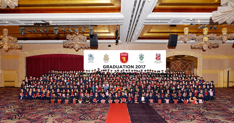 (Group Photo): First City University College celebrated a total of 572 graduates for their degree or diploma programmes respectively.