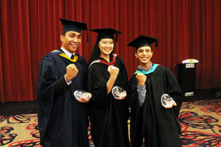 Excellence award recipients Lionel Jeshurun Poore, Lam Kar Mun and Ibrahim Hasan bin Taleb.