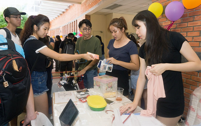 Brisk business at one of the student-run stalls.