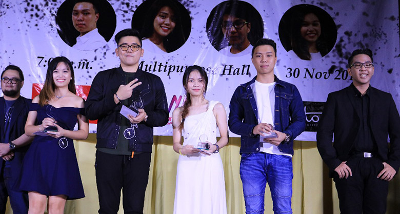(From left to right) Vivienne Ng Kar Rou (most popular), Clement Choo Chun Han (first prize winner),  Kyo Lee Jing Yee, 2nd prize winner), Ron Kim Mun Lok (3rd prize winner), and Jun Jie (4th prize winner)
