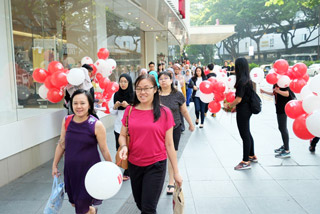 KL was painted red with hundreds of ACCA balloons