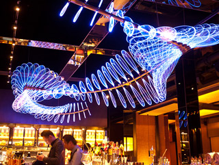 ‘Fly Beyond’, a sculptural lighting piece laid above the bar of The Nest in Shanghai and is also the artist’s favourite.