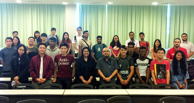 Dr. Hewamanne with staff and students of Curtin Malaysia.